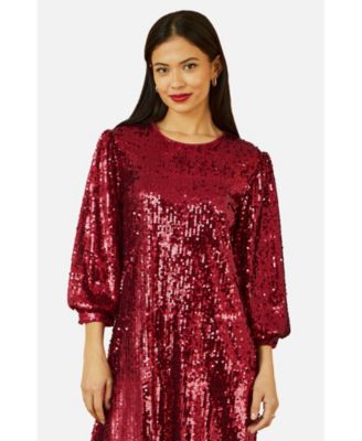 Women's Balloon Sleeve Sequin Mini Dress
