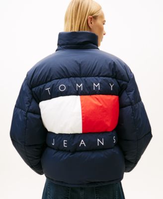 Women's Oversized Hooded Flag Puffer Jacket