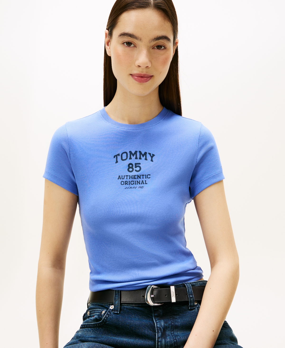 Tommy Jeans Women's Tommy 85 Ribbed Logo T-Shirt