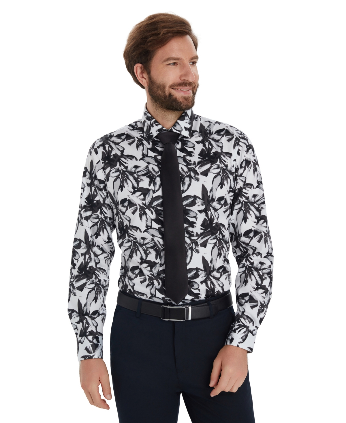 Bar Iii Men's Leo Botanical Printed Long-Sleeve Dress Shirt, Macy's Exclusive