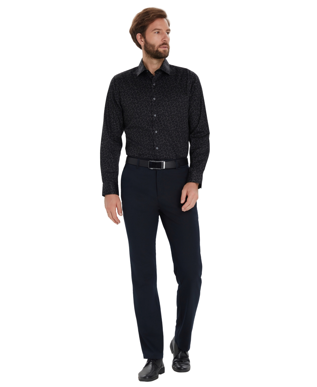 Bar Iii Men's Leopard Printed Long-Sleeve Dress Shirt, Macy's Exclusive