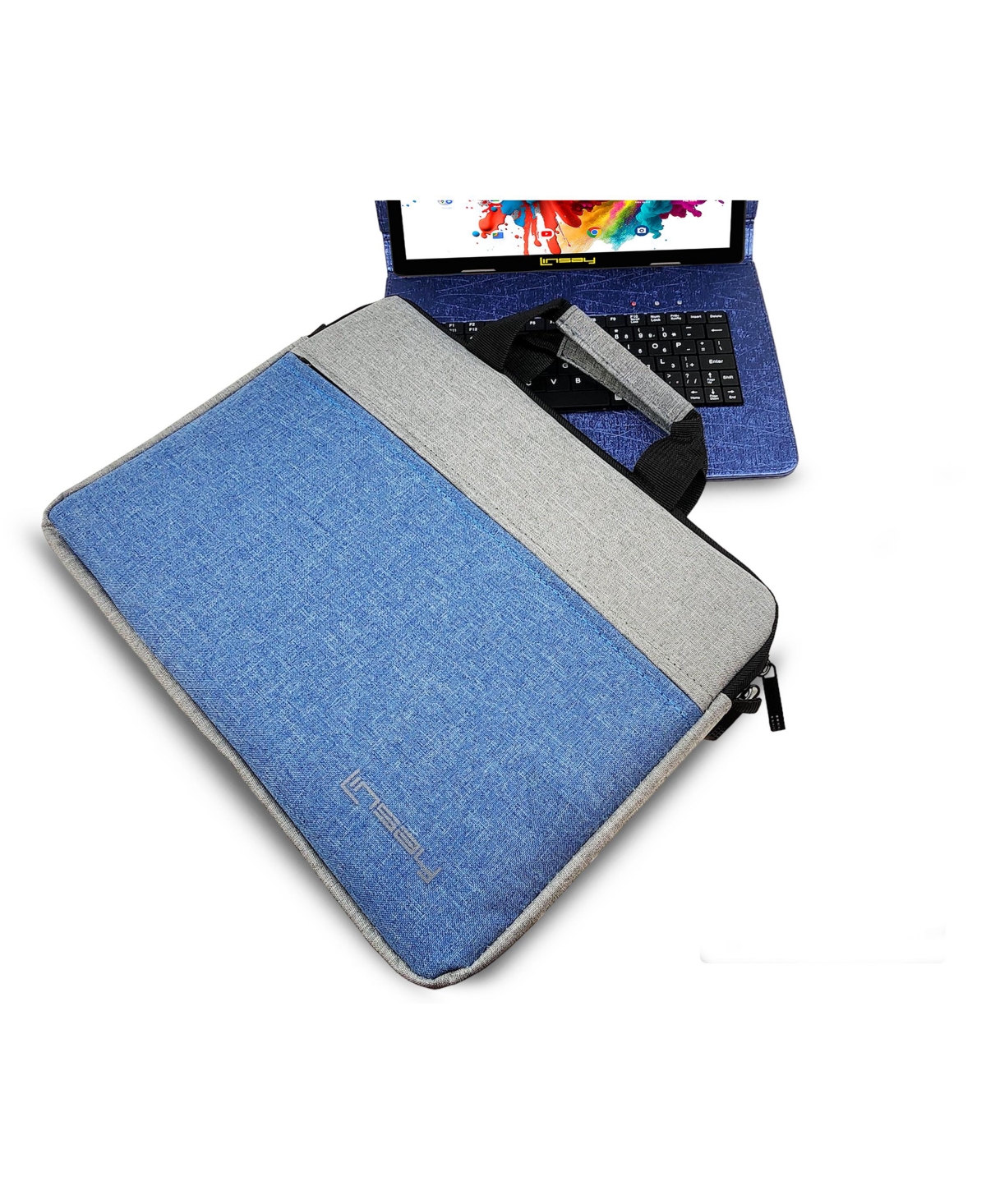 Linsay New 10.1" Tablet Octa Core 128GB Premium Business Bundle with Deluxe Keyboard Case, Briefcase and Pen Stylus Newest Android 14