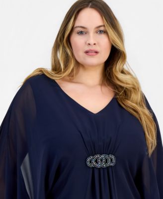 Plus Size V-Neck Embellished-Trim Dress