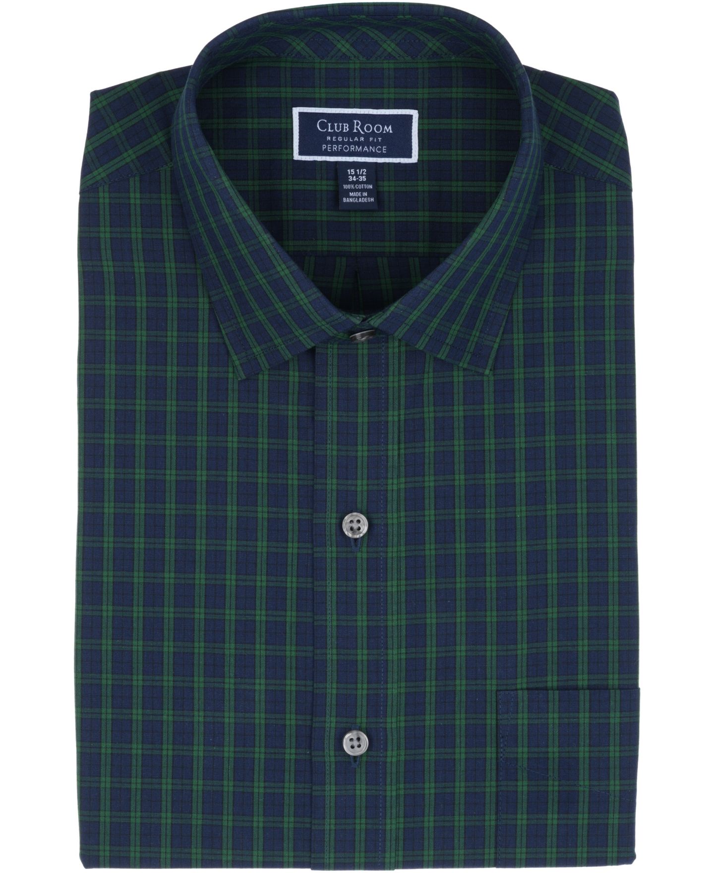 Мужская рубашка Club Room Mini Blackwatch Regular-Fit Dress Shirt, цвет: Тёмно-синий — фото 7