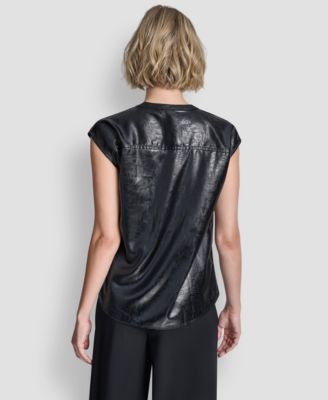 Women's Crewneck Button-Front Top