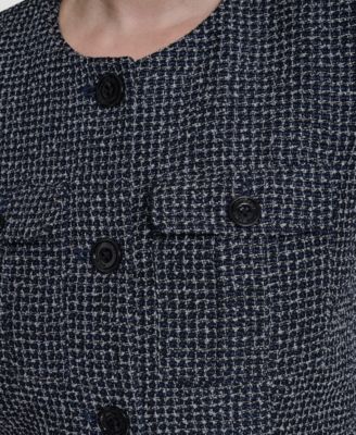 Women's Collarless Cropped 4-Button Jacket