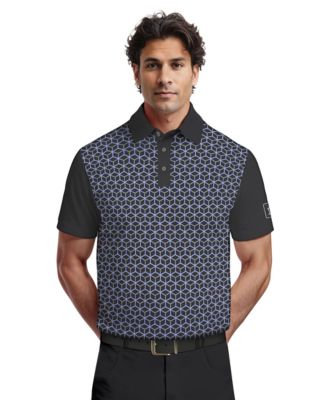 Men's Technical Linear Color-Block Short-Sleeve Polo Shirt