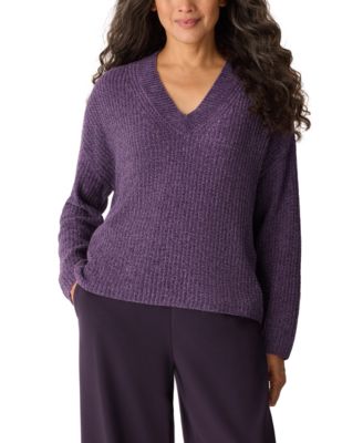 Eileen Fisher - Women's V-Neck Long-Sleeve Sweater
