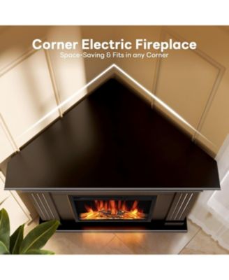 Corner Electric Fireplace with Mantel, TV Stand Electric Fireplace Heater with Remote Control for Living Room, Bedroom