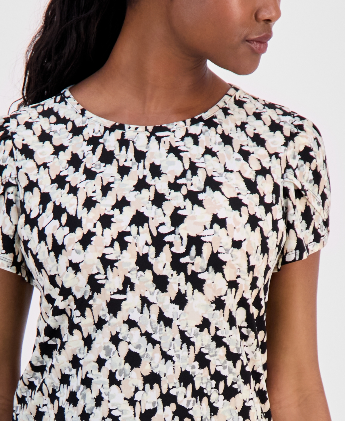 Ak Anne Klein Petite Tulip-Sleeve Top