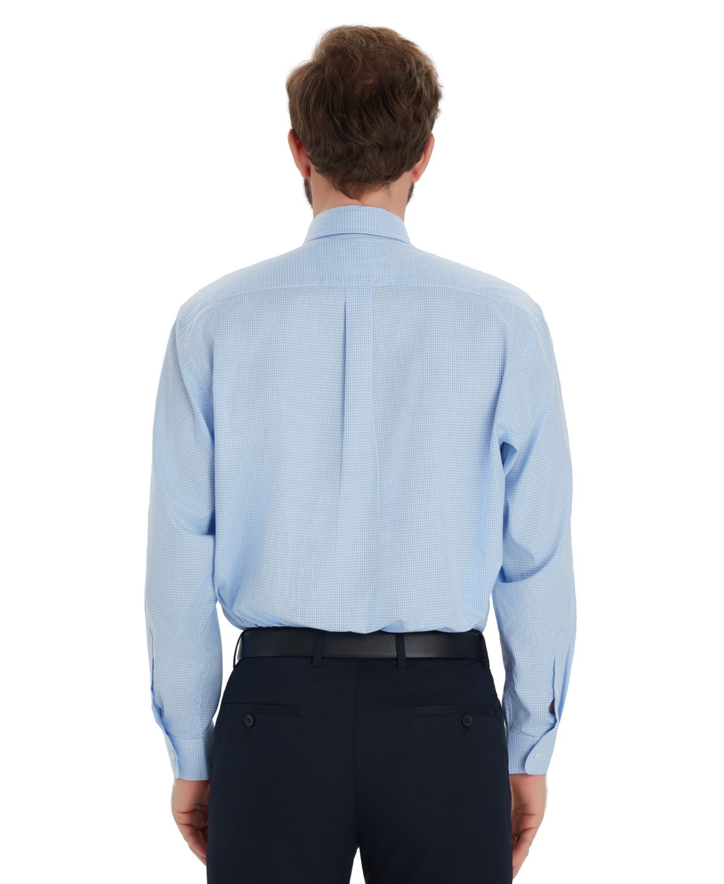 Мужская рубашка Club Room Mini Gingham Dress Shirt, цвет: Светлый синий — фото 6