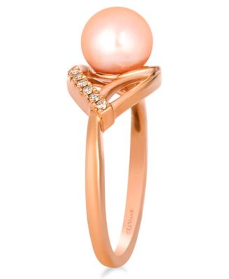 Freshwater Pearl (7-8mm) & Nude Diamond (0.08 ct. t.w.) Ring in 14k Strawberry Gold