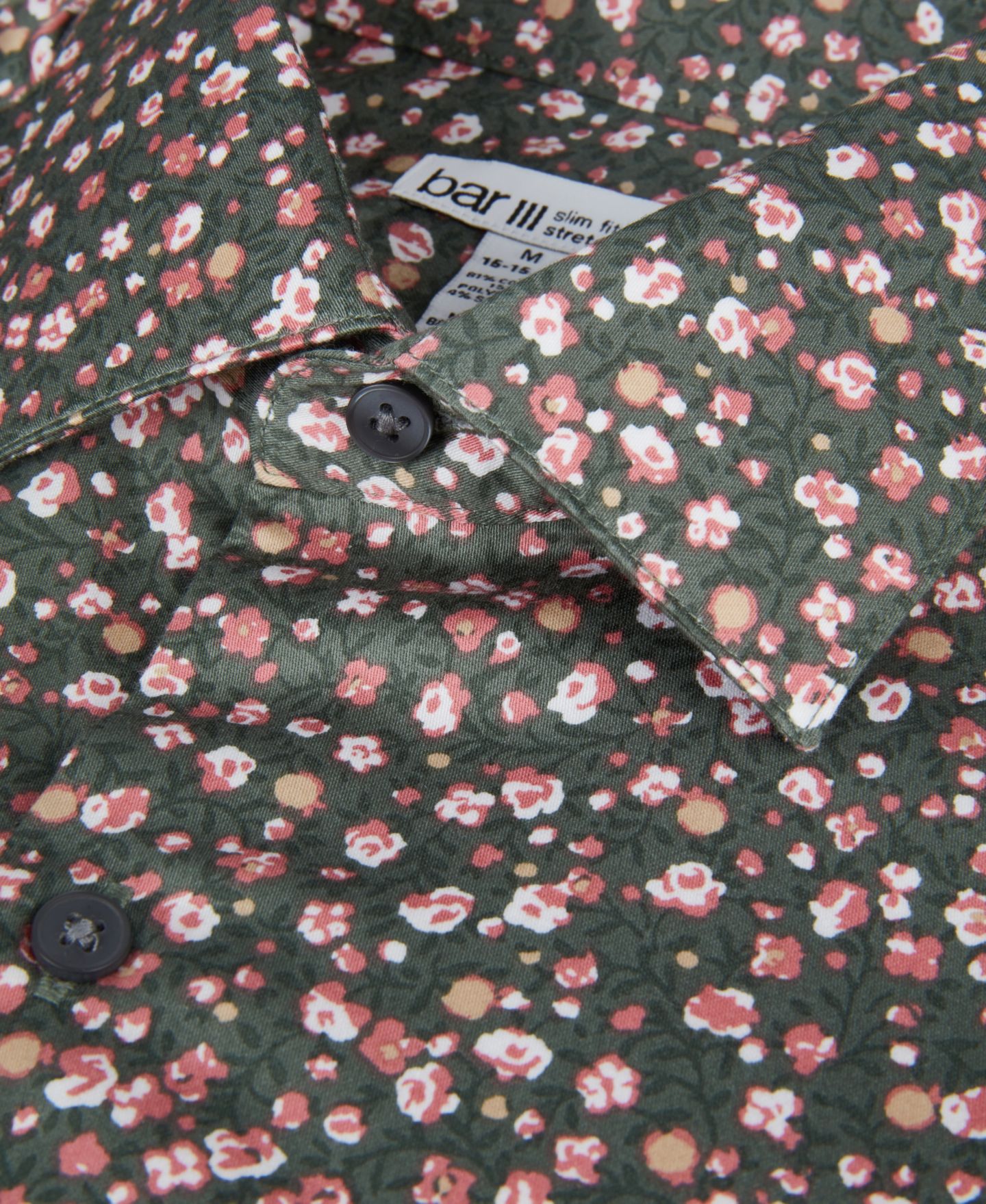 Мужская рубашка Bar III Front Floral Print Dress Shirt, цвет: Тёмно-зелёный — фото 6