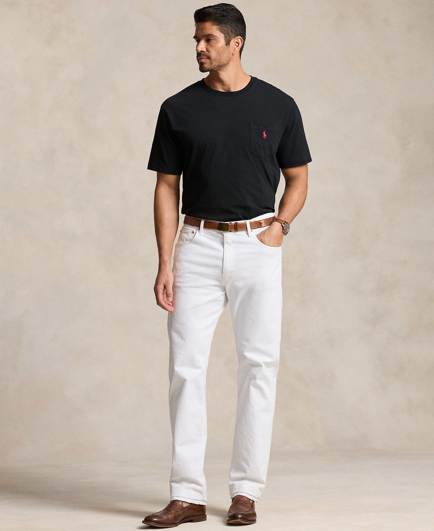 Мужская футболка Polo Ralph Lauren Big & Tall Crew-Neck Pocket, цвет: Чёрный — фото 2