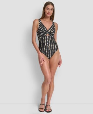 Women's Shirred Keyhole Detail One-Piece Swimsuit