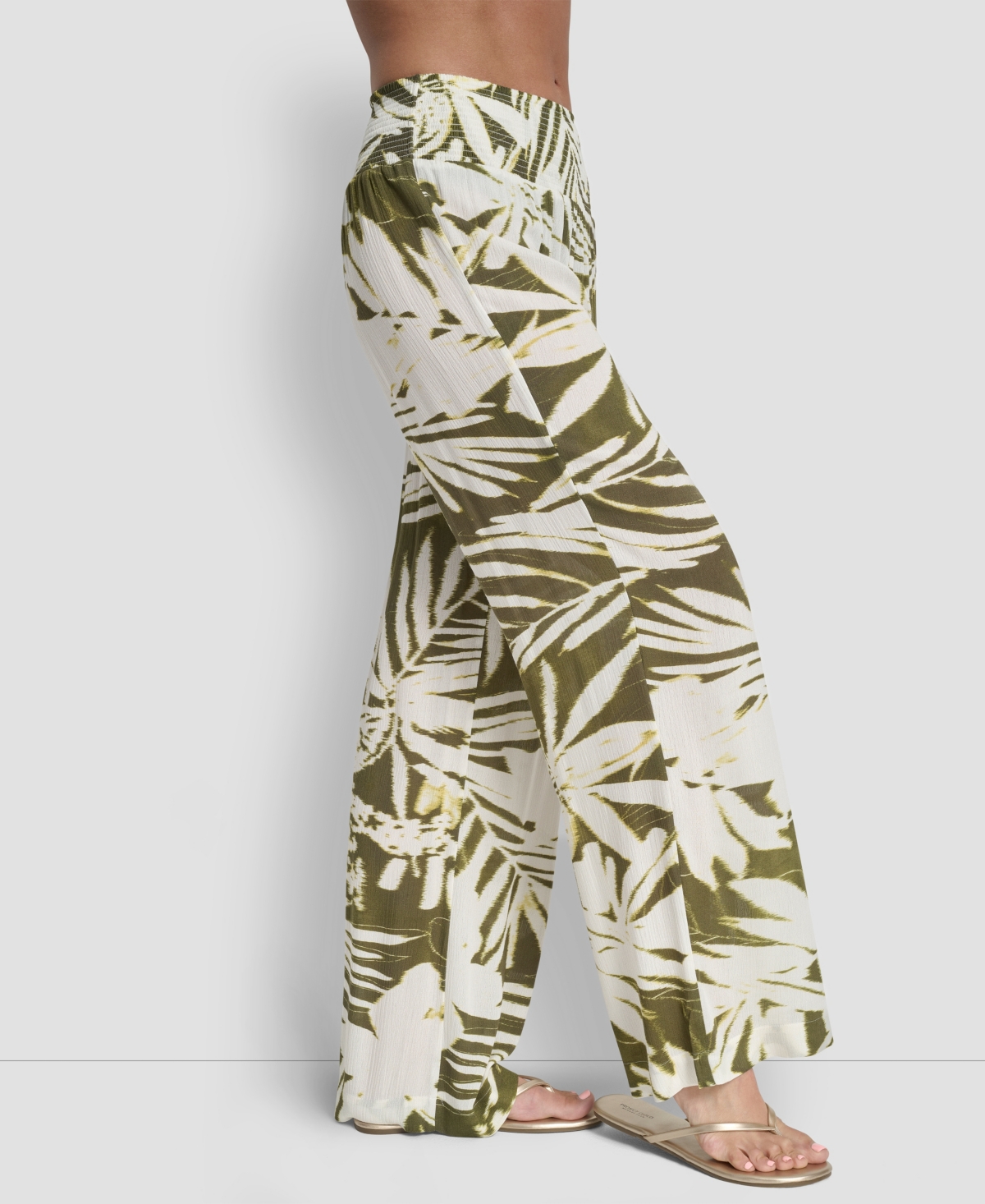 Dkny Women's Smocked-Waist Cover-Up Pull-On Pants