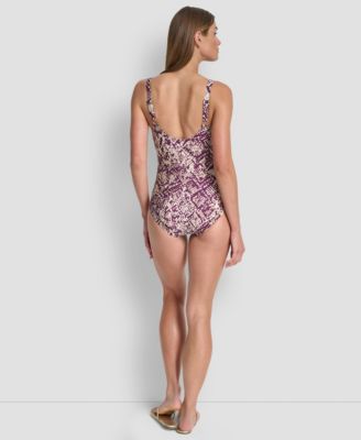 Women's Shirred Keyhole Detail One-Piece Swimsuit