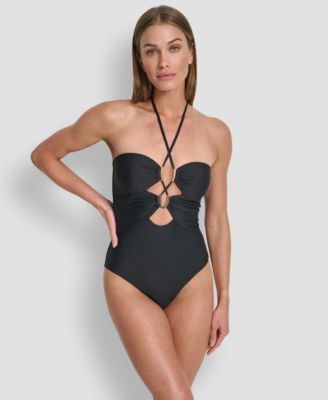 Women's Removable Cups Halter Neck One-Piece Swimsuit
