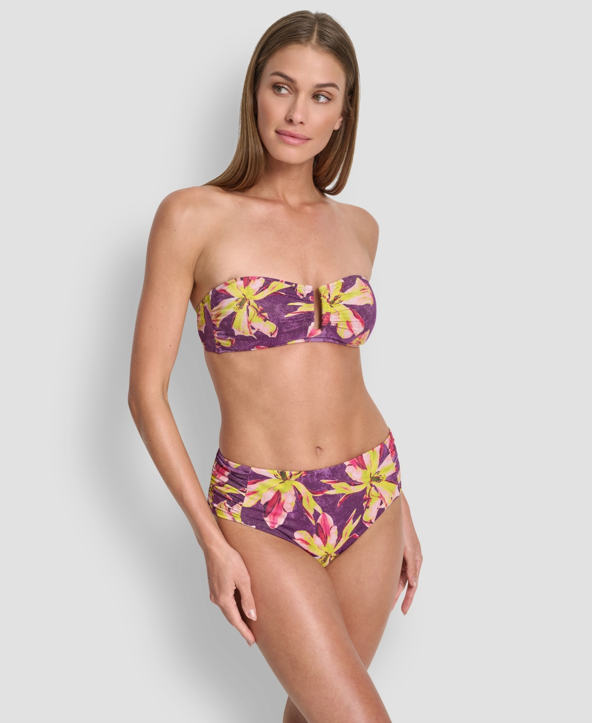 Dkny Women's Shirred U-Wire Bandeau Bikini Top