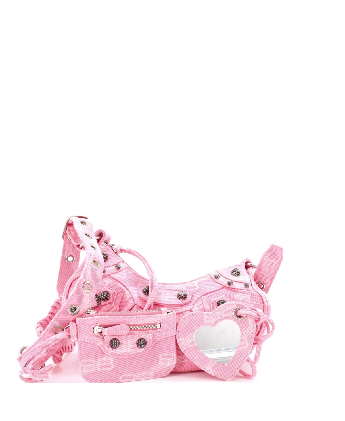 Pre-Owned Balenciaga Xs Le Cagole Giant Studs Shoulder Bag Bb Denim