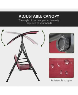 3-Person Porch Swing with Adjustable Tilt Canopy, Wine