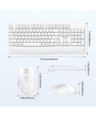 Wireless Keyboard & Mouse Combo – Keyboard with Wrist Rest, 3 DPI Adjustable Mouse, 2.4G Wireless PC, Laptop & Computer – White