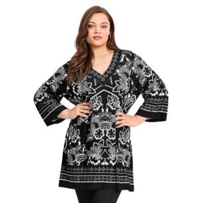 Women's Scarf Print Tunic Top