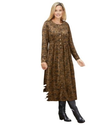 Plus Size 21-Button Velour Dress