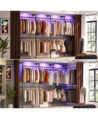 3.5-13.5 FT Reversible Wall Mounted Industrial Metal Pipe Clothing Rack for Hanging Clothes