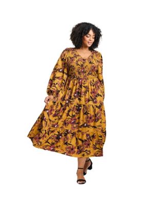 Women's Plus Size Indi Puff Sleeve Shirred Dress