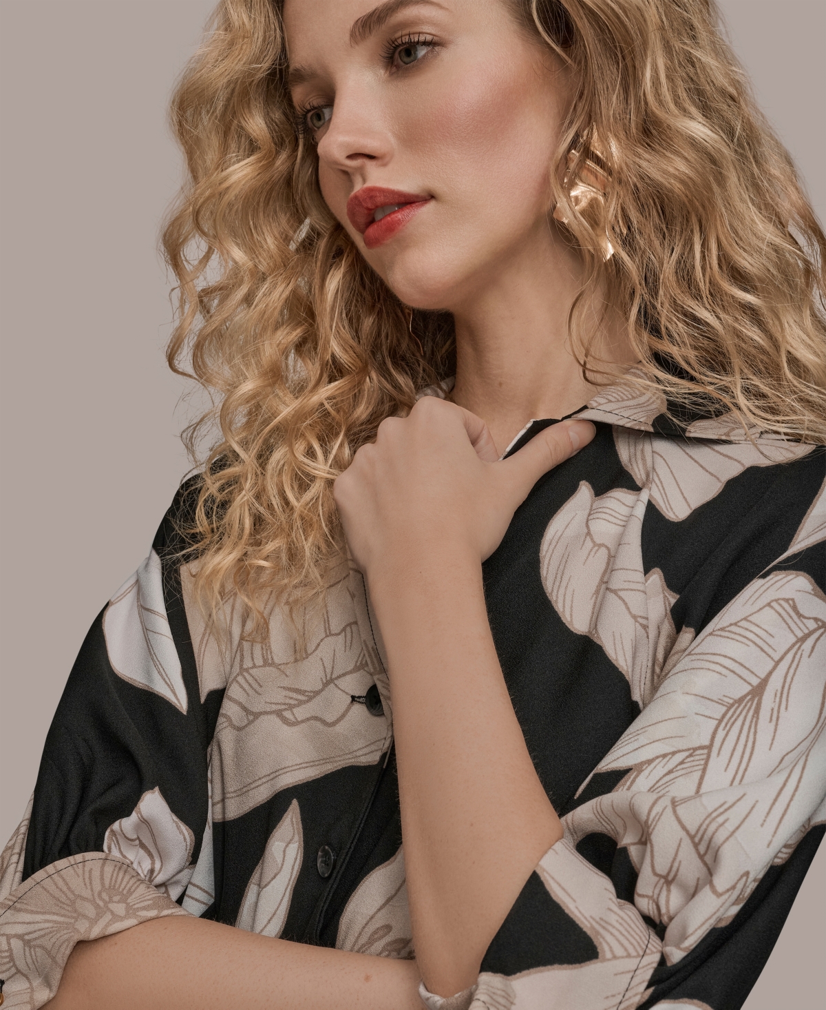 Donna Karan New York Floral Belted Shirtdress In Multi