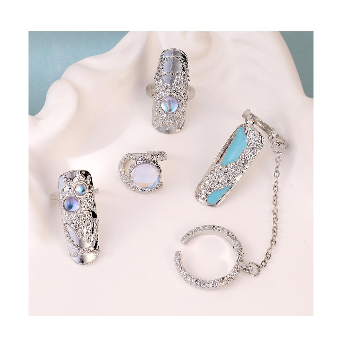 Women's The Jasmine Nail Rings - Metallic Silver (Set Of 4)