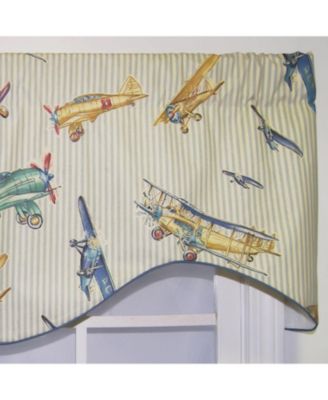 Air Show Cornice 100% Cotton with Fully Lined 3" Rod Pocket Valnance for Windows 50" x 17" Antique