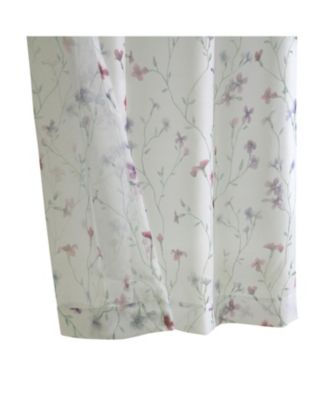 100% Polyester Hazel Sheer Faux Linen Floral Grommet Curtain Panel 52" x 63" in Pink