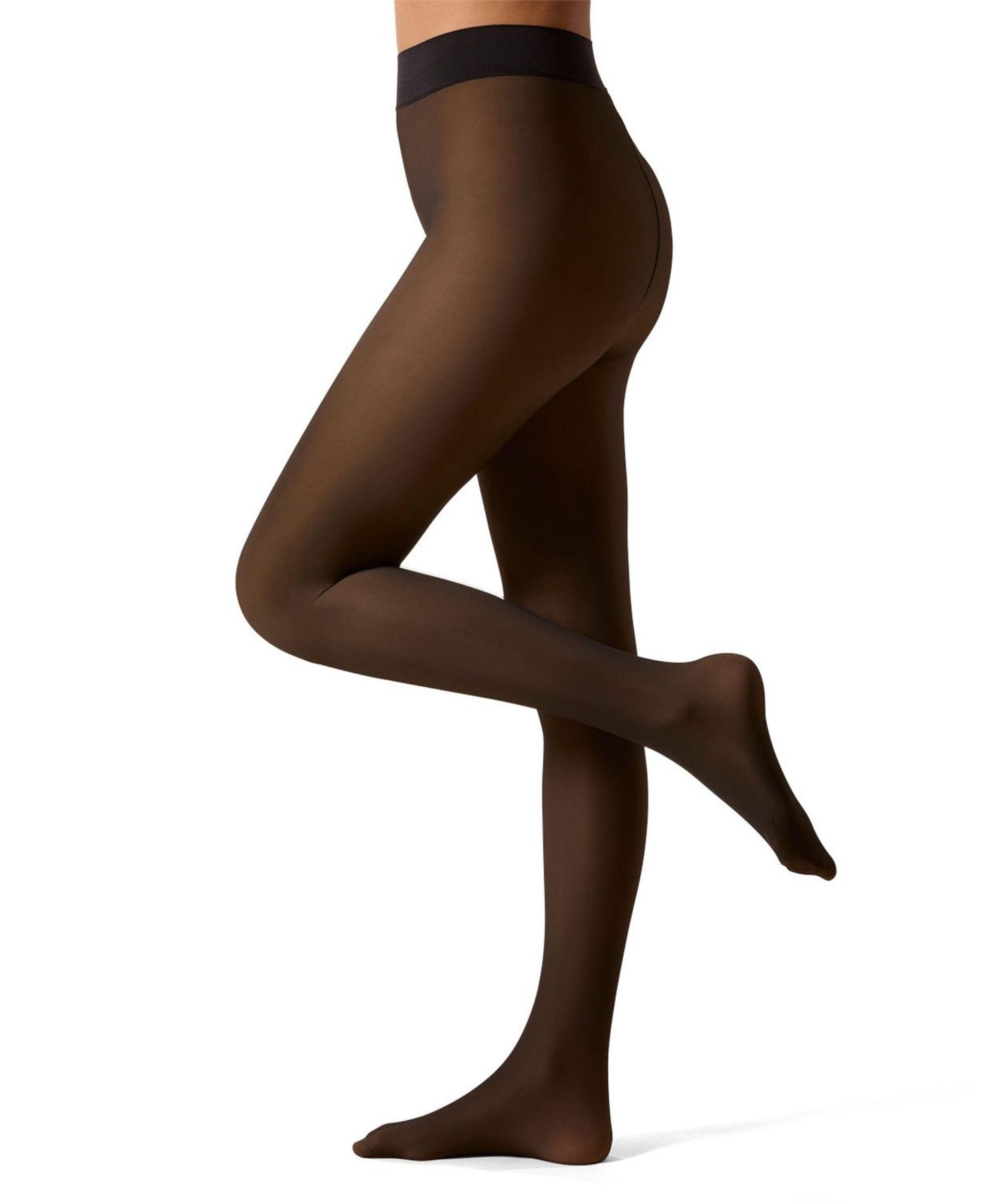 Женские леггинсы MeMoi Sheer Illusion Fleece-Lined 80-Denier Thermal Tights, цвет: Телесный чёрный — фото 1