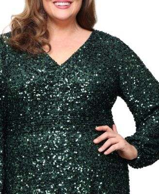 Plus Size Sequin A-Line Long Dress