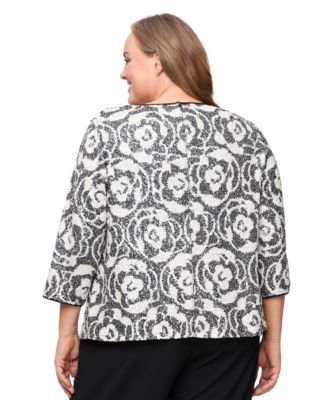 Plus Size 3/4-Sleeve Patterned Cami and Jacket, 2-Piece Set