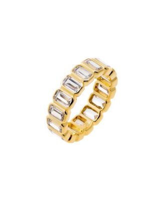 by Adina Eden Cubic Zirconia Gold Plated Bezel Baguette Eternity Band ...