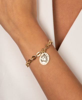 Vintage Gold Plated Coin Box Link Chain Bracelet