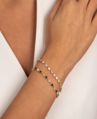 Colored Cubic Zirconia Gold Plated Tennis Bracelet Combo Set