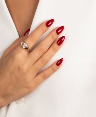 Cubic Zirconia Gold Plated Oval Bezel Signet Ring