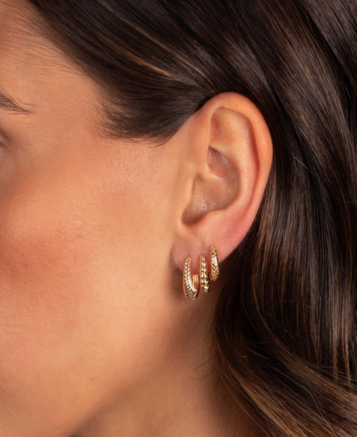 By Adina Eden All The Solids Gold Plated Huggie Earring Combo Set In Gold