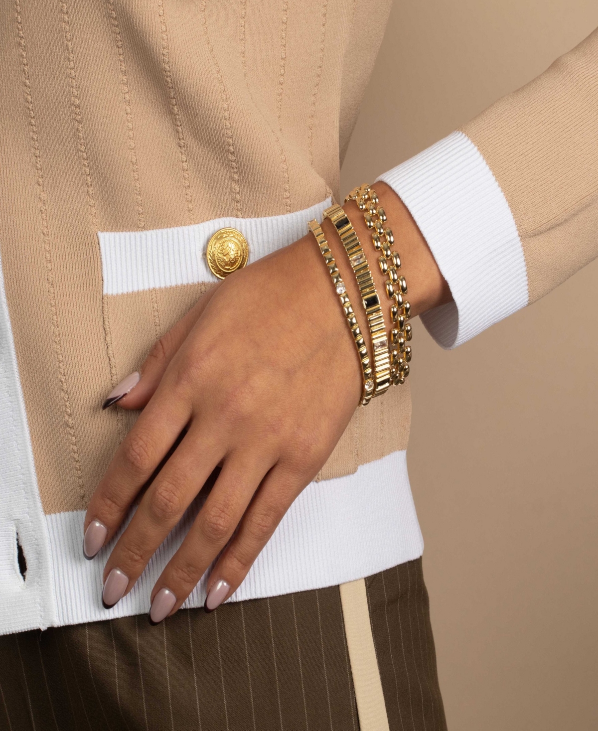 by Adina Eden Solid Watch Gold Plated Link Style Bracelet