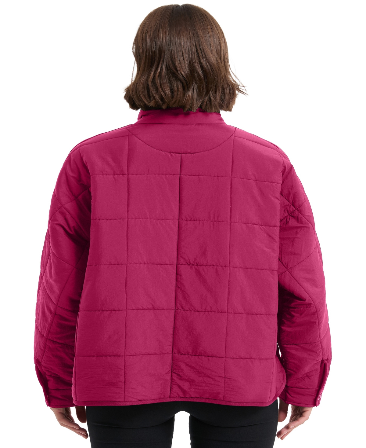 Hawke & Co. Women's Crinkle Oversized Quilted Jacket In Pink