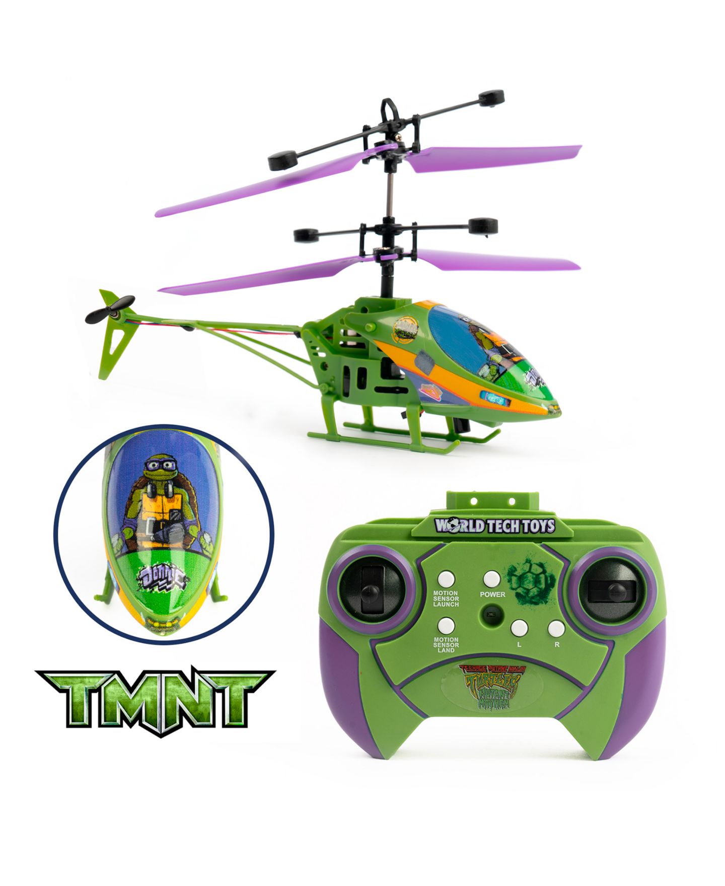 Детская игрушка World Tech Toys Teenage Mutant Ninja Turtles Mutant Mayhem Donatello 2CH IR Helicopter — фото 1