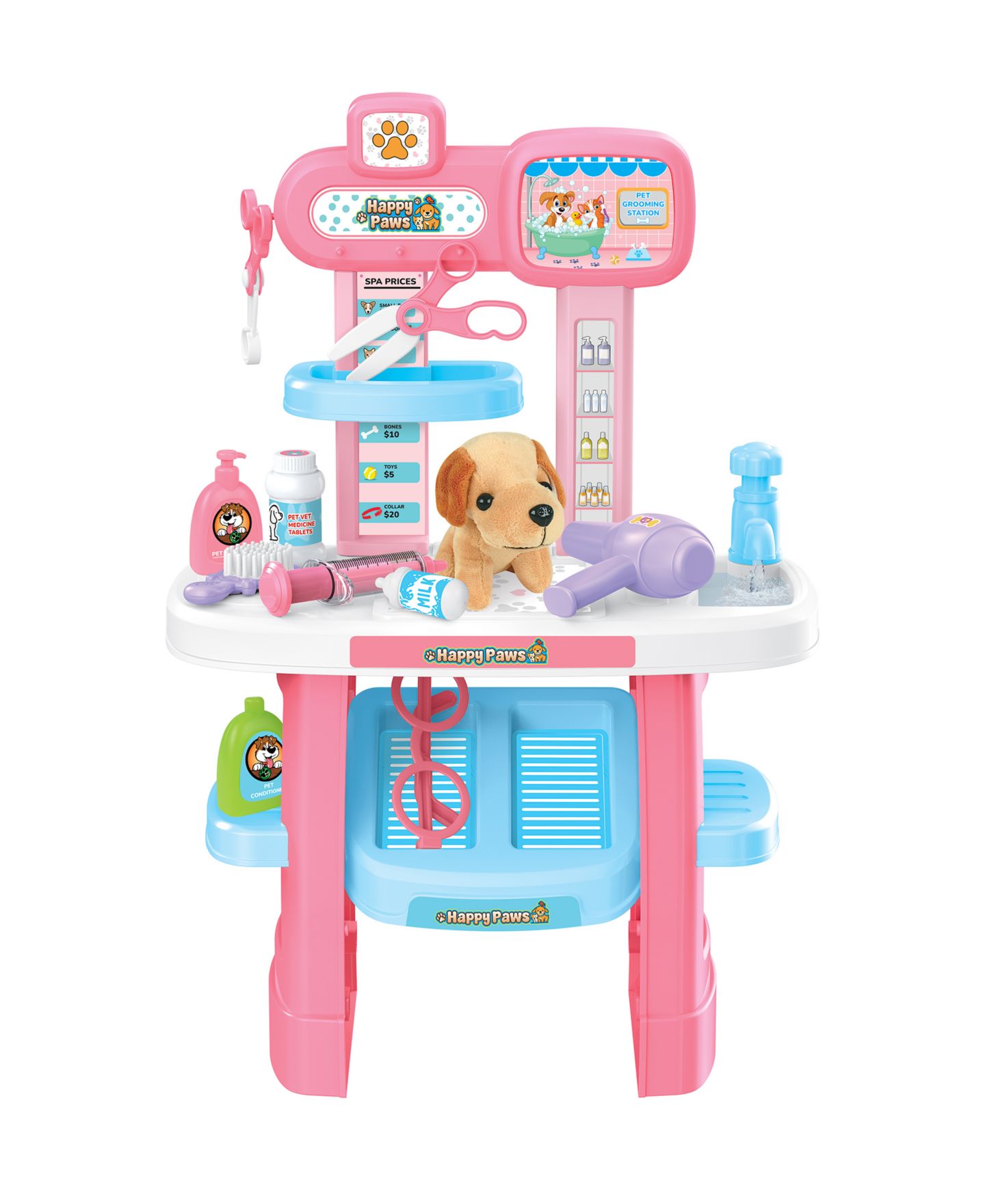 Детский игровой набор World Tech Toys Happy Paws Working Faucet 22-Piece Pet Grooming Playset, Ages 3+ — фото 2