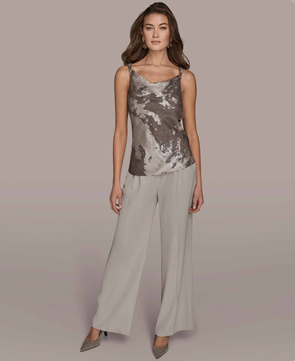 Donna Karan Women's Printed Cowl Neck Top In Brown