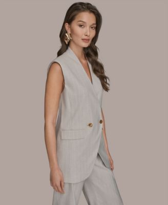 Women's Pinstripe Front Button Vest