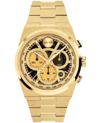 Movado - Men's Bold Quest Swiss Quartz Chrono Ionic Plated Light Gold-Tone Steel Watch 40mm