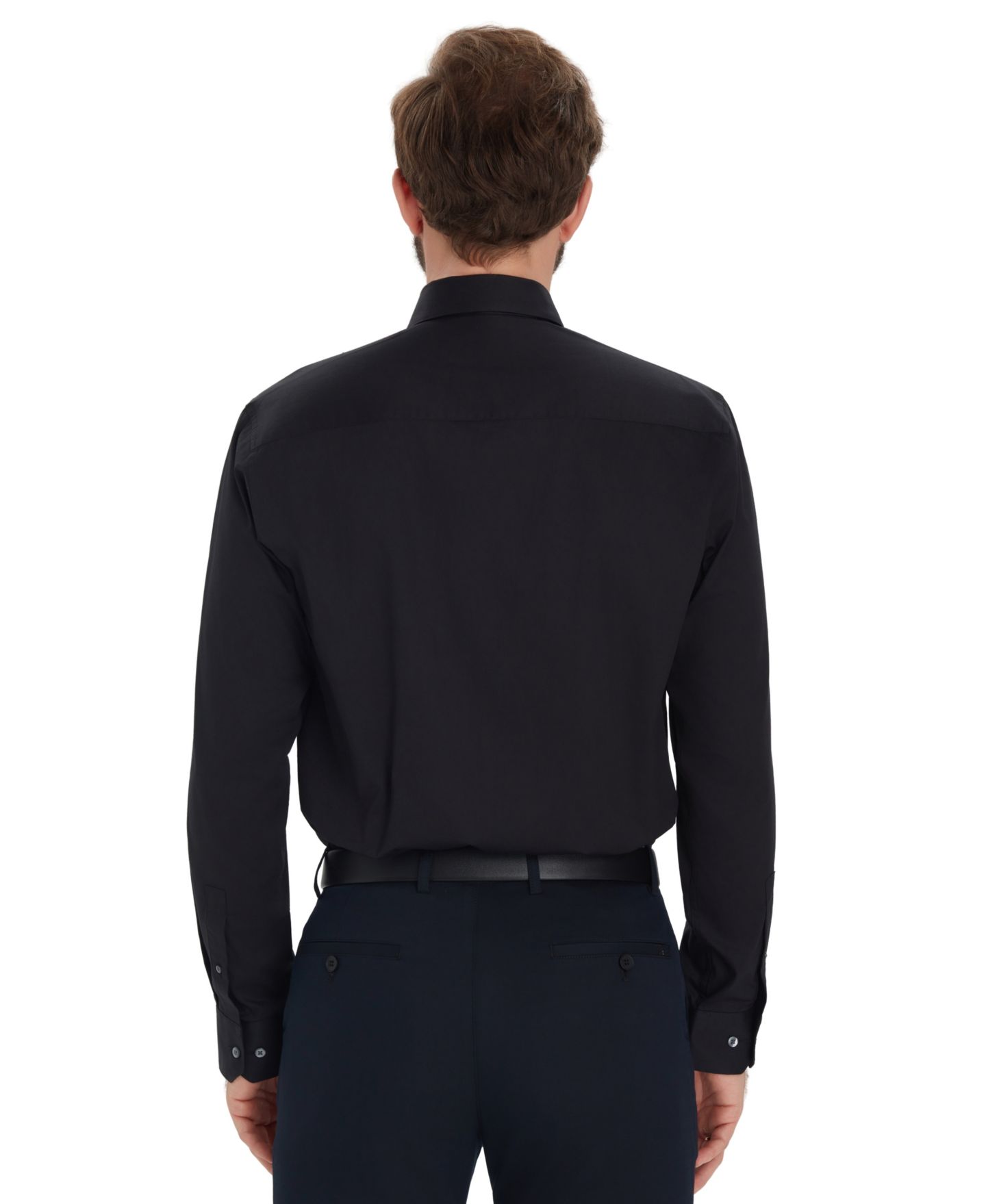 Мужская рубашка Alfani Slim-Fit Formal Solid Dress Shirt, цвет: Чёрный — фото 6